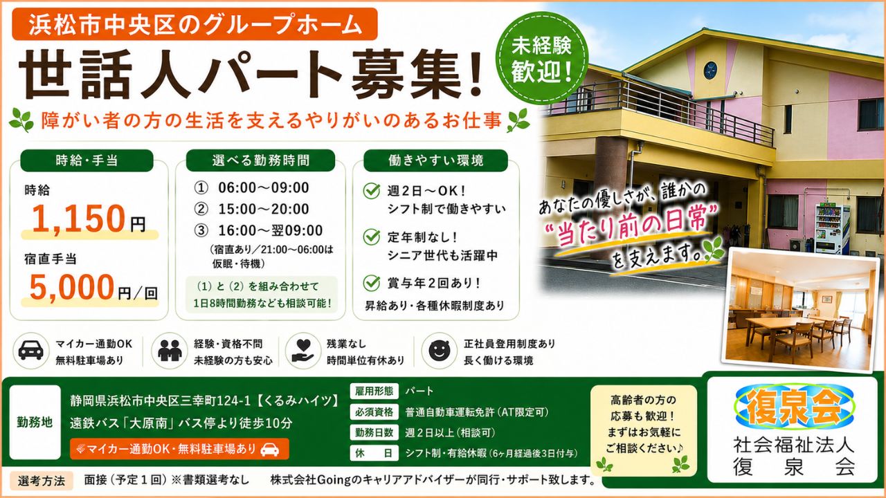 不問（福祉従事経験あれば尚可）