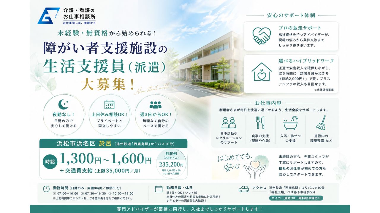 不問（福祉業界が初めての方、障がい者支援が初めての方も大歓迎！）